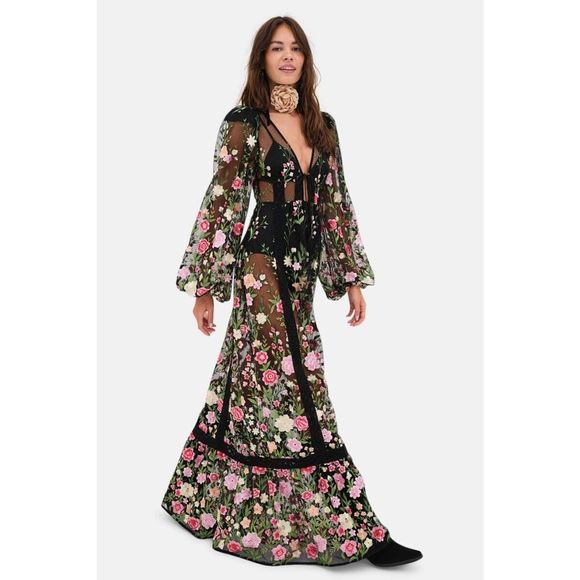 New Free People For Love & Lemons Luna Maxi Dress Size Extra Small - Picture 2 of 12